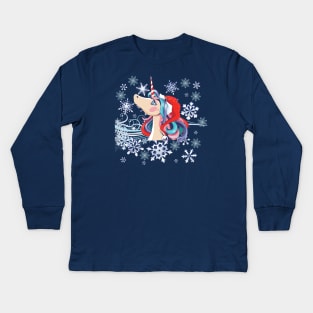 Beautiful Christmas Unicorn Kids Long Sleeve T-Shirt
